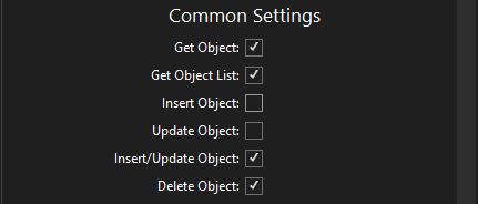 Full Stack Code Gen - Common Settings