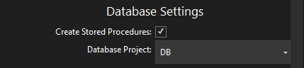 Full Stack Code Gen - Database Settings